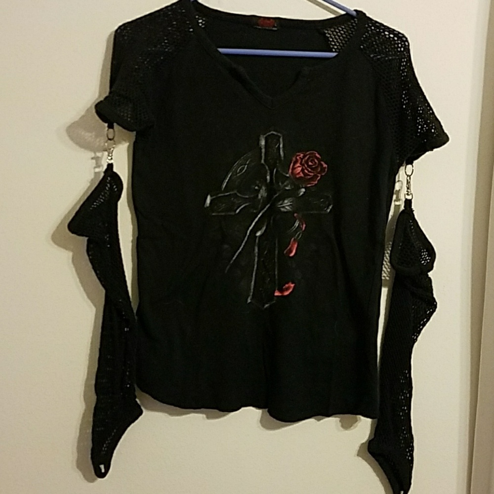 Spiral direct fishnet shirt